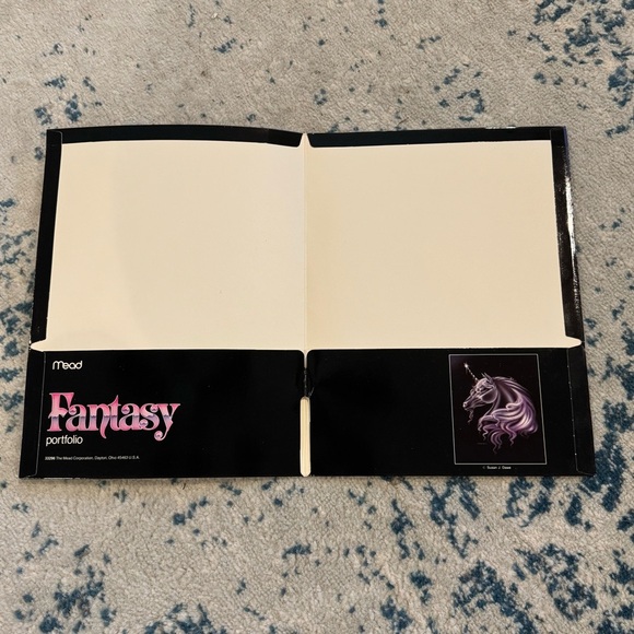 Vintage 80's Susan Sue Dawe Unicorn Portfolio Notebook Binder Folder Made USA - Picture 3 of 7